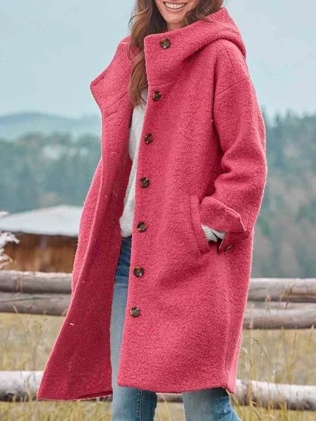 Adele Women's Coat in a Long Cut with Buttons, photo 1