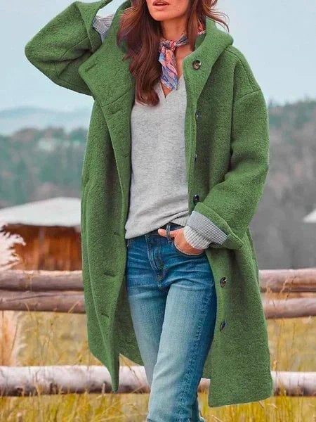 Adele Women's Coat in a Long Cut with Buttons, photo 2