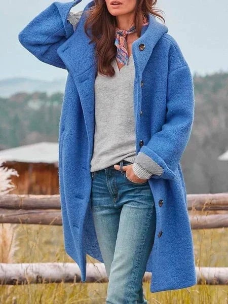 Adele Women's Coat in a Long Cut with Buttons, photo 3