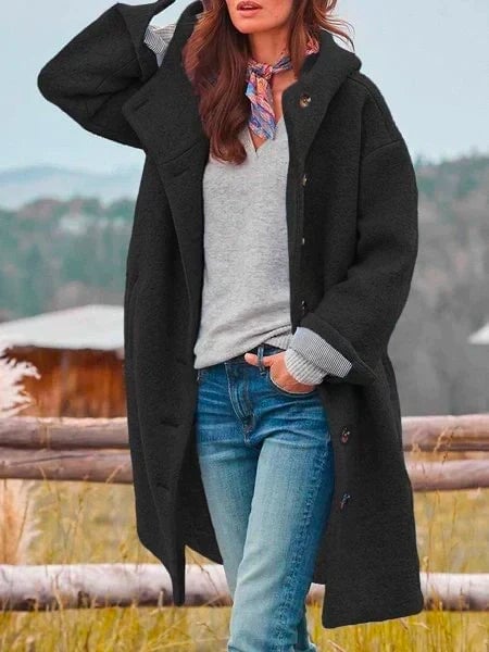 Adele Women's Coat in a Long Cut with Buttons, photo 4