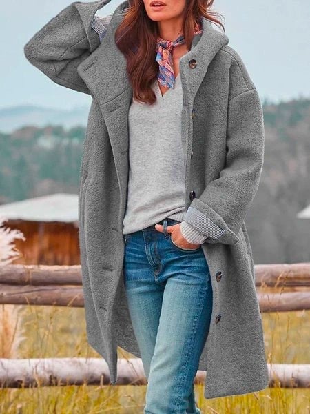 Adele Women's Coat in a Long Cut with Buttons, photo 5