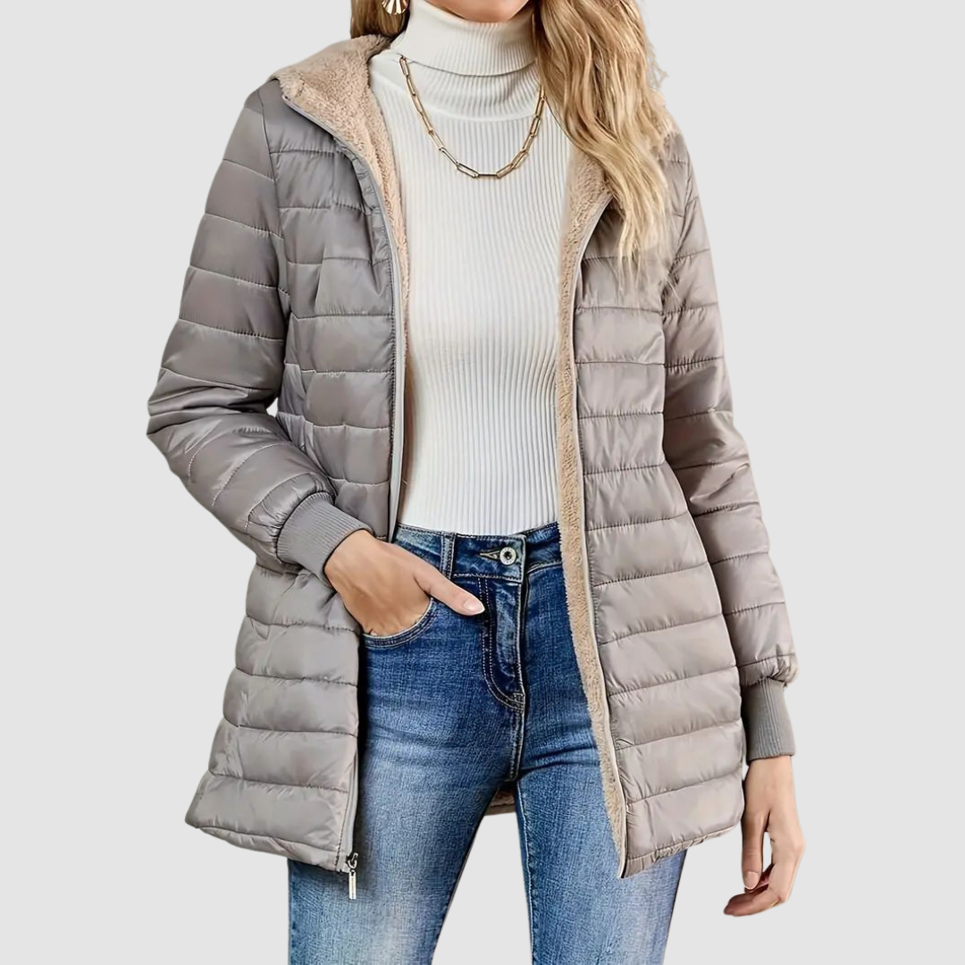Aimee Women's Coat with a Hood with a Zip and Quilting, photo 1