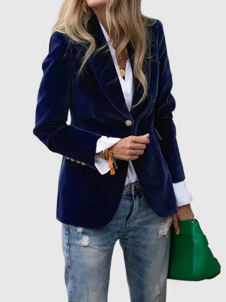 Ainsley Women's Blazer with Lapels with Buttons in Black, photo 2