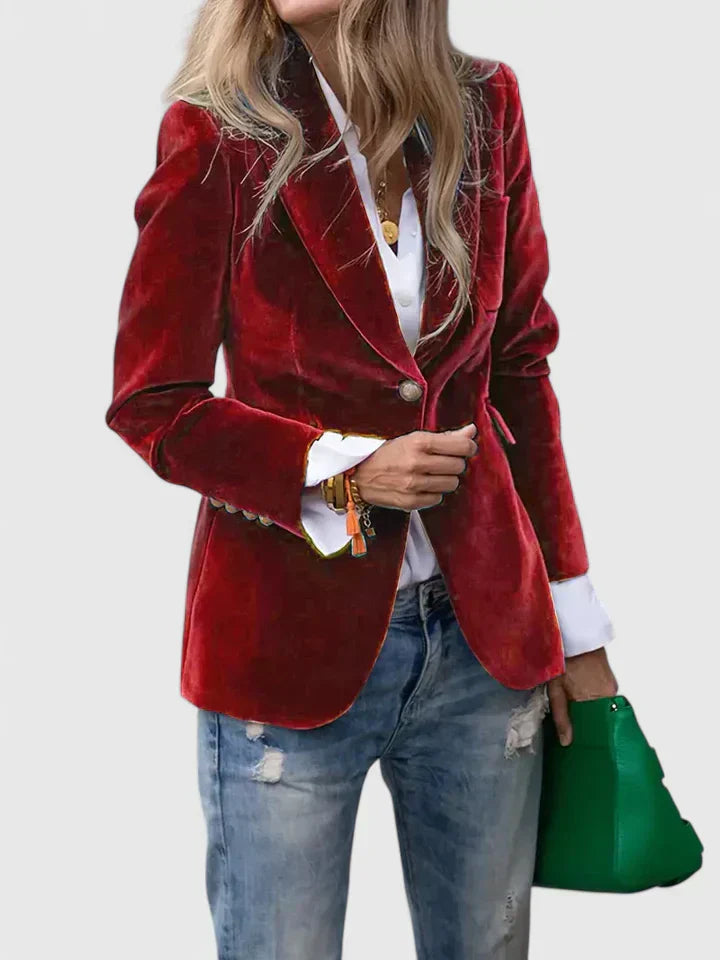 Ainsley Women's Blazer with Lapels with Buttons in Black, photo 4