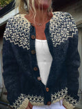 Alessia Women's Cardigan with Buttons and a Nordic Knit Pattern, photo 1