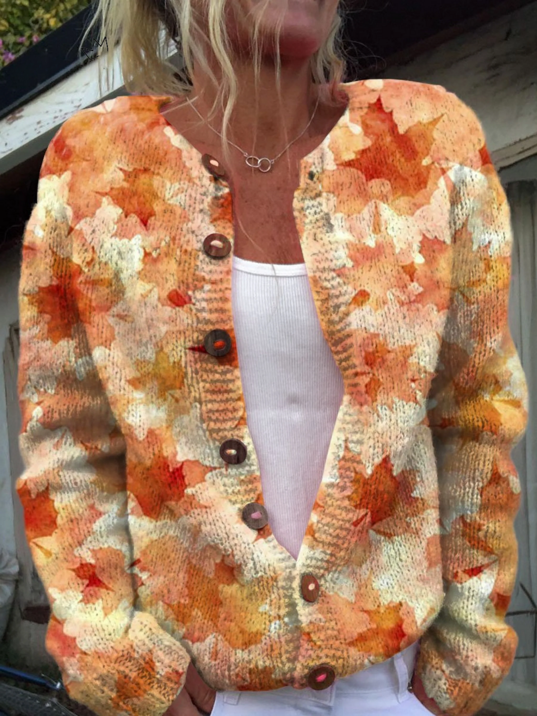 Allegra Women's Cardigan in Knit with Buttons and an All-over Print, photo 1