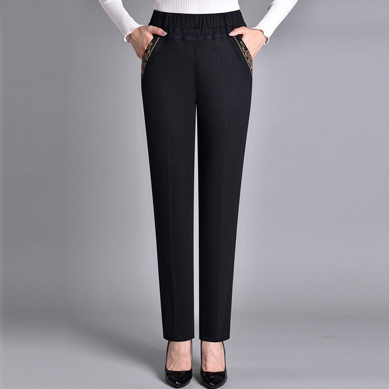 Alma Women's Jeans in Denim with an Elasticated Waist and Pockets, photo 2