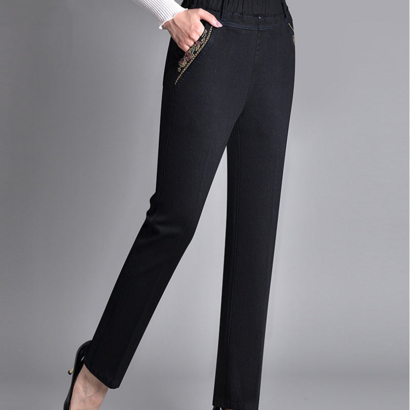 Alma Women's Jeans in Denim with an Elasticated Waist and Pockets, photo 7