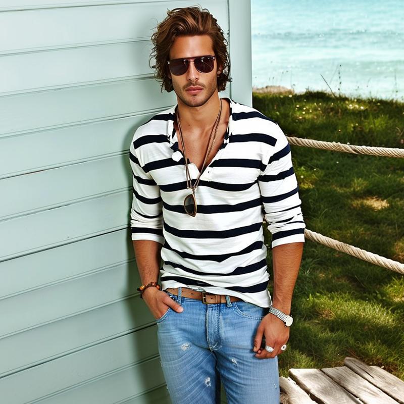 Alto | Striped Henley Top photo 7