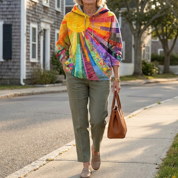 Amanda | Quilted Hoodie with Wildflower Print photo 3