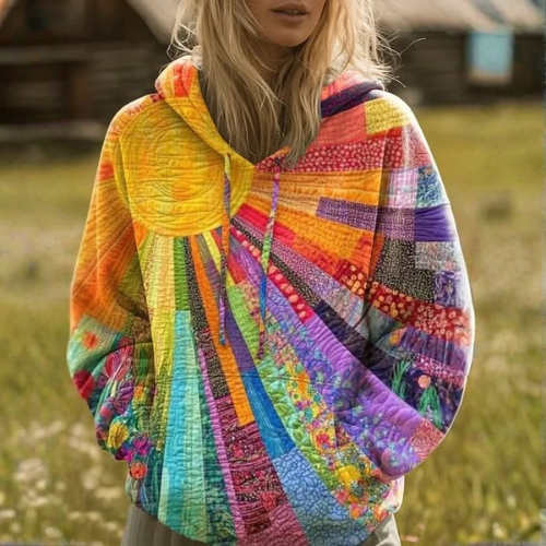 Amanda | Quilted Hoodie with Wildflower Print photo 4