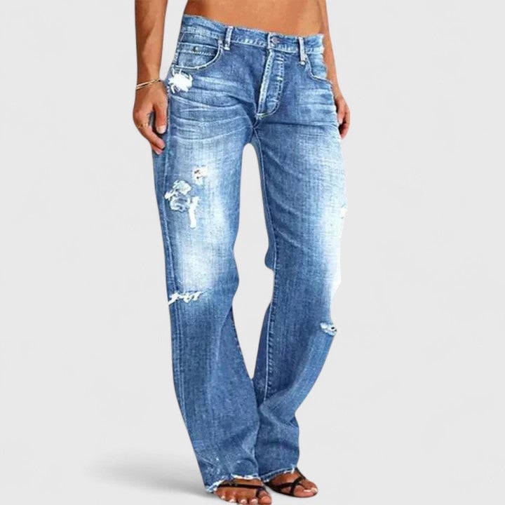 Amber Women's Jeans in Denim with Wide Legs in Blue, photo 1