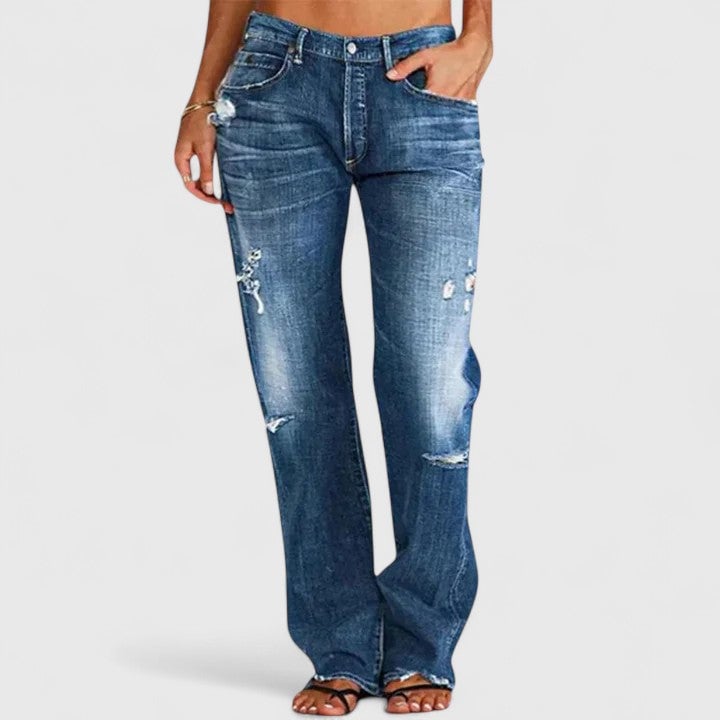 Amber Women's Jeans in Denim with Wide Legs in Blue, photo 2