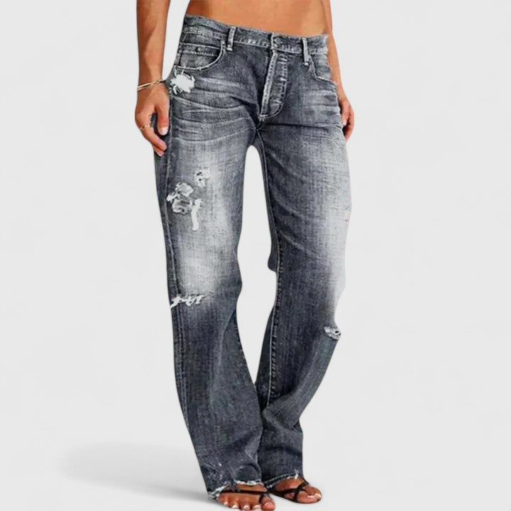Amber Women's Jeans in Denim with Wide Legs in Blue, photo 4