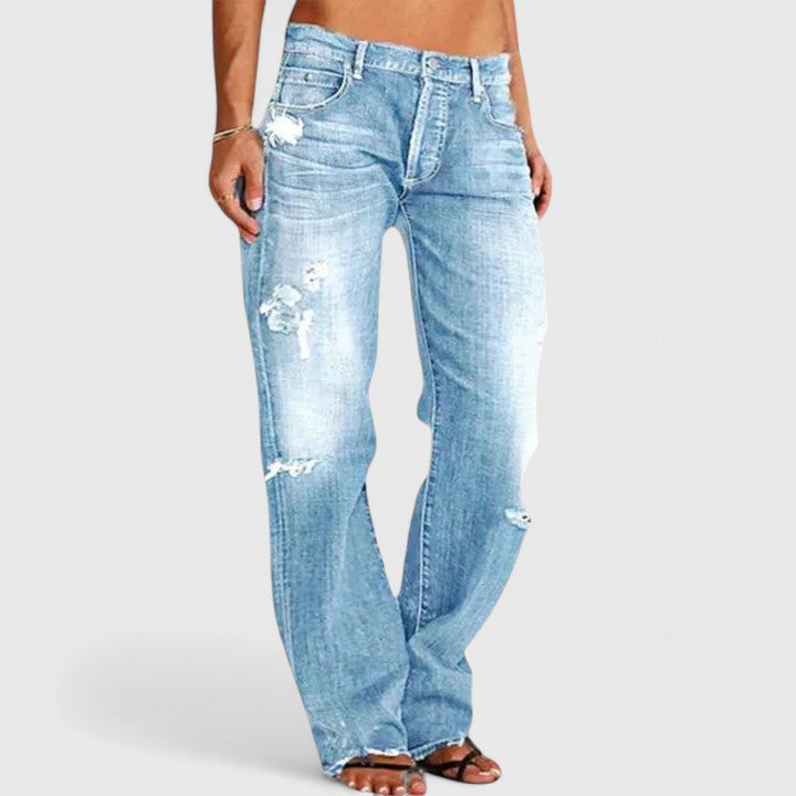Amber Women's Jeans in Denim with Wide Legs in Blue, photo 5