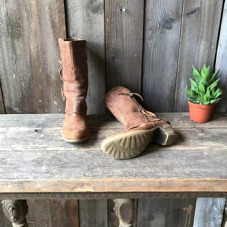 Amparo | Leather Ankle Boots with Wide Heel photo 3