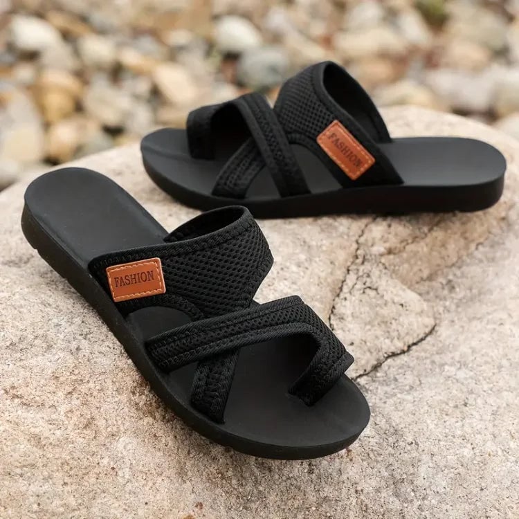 Angela Women's Sandals with a Flat Sole in Black, photo 2