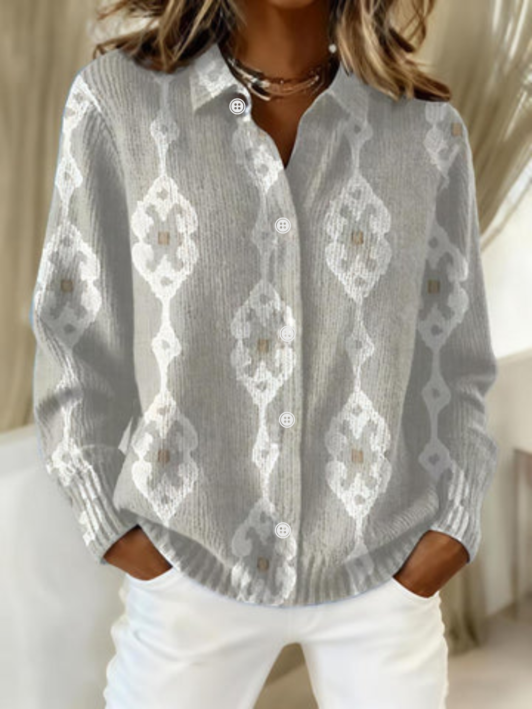 Angelica Women's Cardigan in Knit with a Hood with Buttons, photo 1
