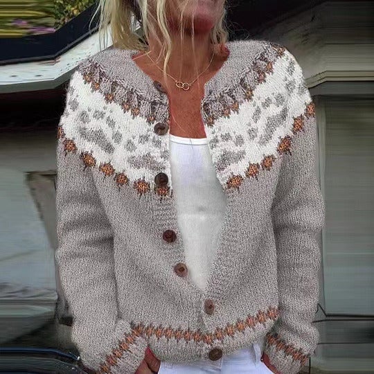Ann Women's Cardigan with Buttons and a Nordic Knit Pattern, photo 1