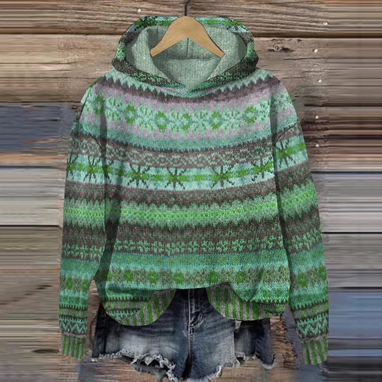 Annette Women's Sweater with a Hood and a Nordic Knit Pattern, photo 2