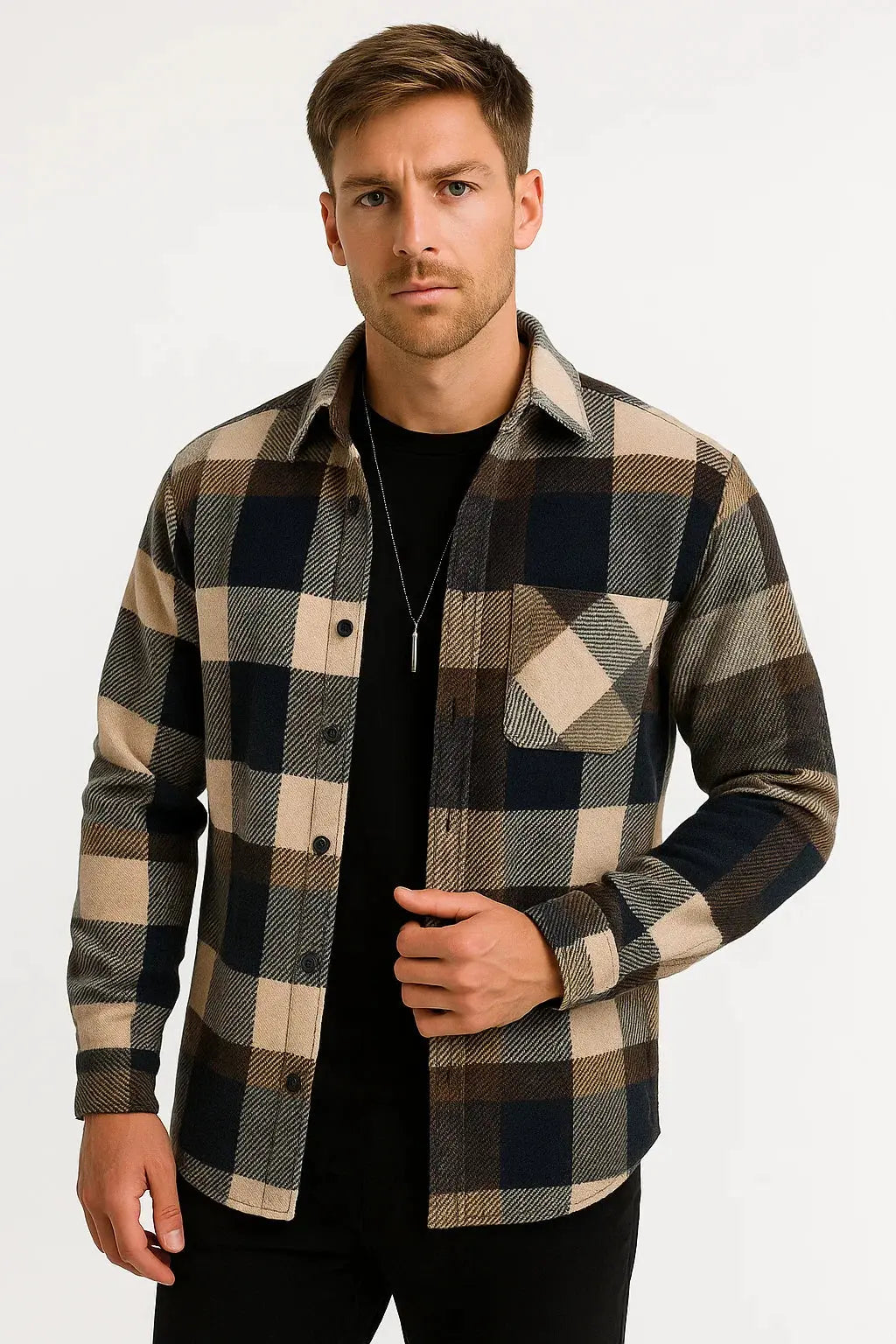 Arthur Men's Plaid Overshirt with Long Sleeves, photo 4