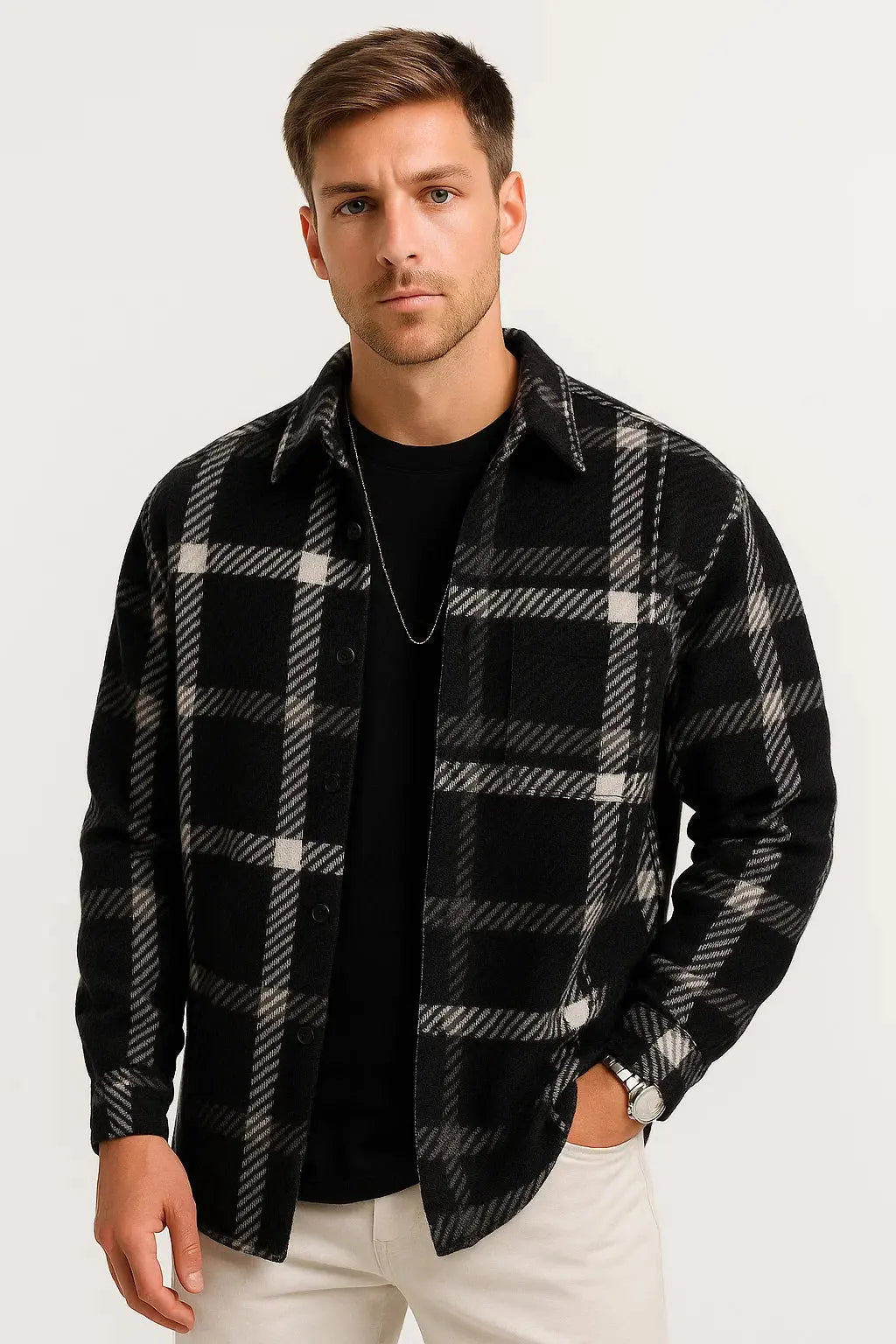 Arthur Men's Plaid Overshirt with Long Sleeves, photo 6
