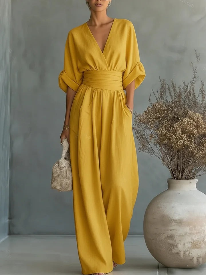 Aurora Women's Wrap Maxi Jumpsuit with Wide Legs, photo 3