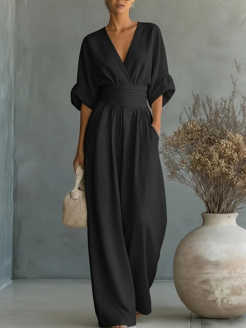 Aurora Women's Wrap Maxi Jumpsuit with Wide Legs, photo 5