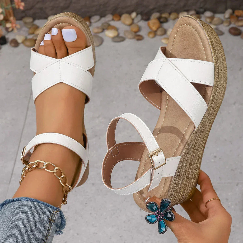 Autumn Women's Sandals with a Buckle and a Wedge Heel and Adjustable Straps, photo 9