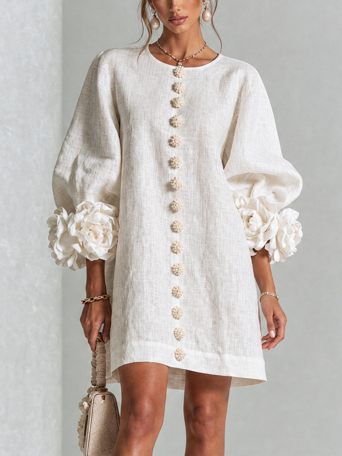 Aveline Women's Mini Dress with Rose Cuffs, photo 1