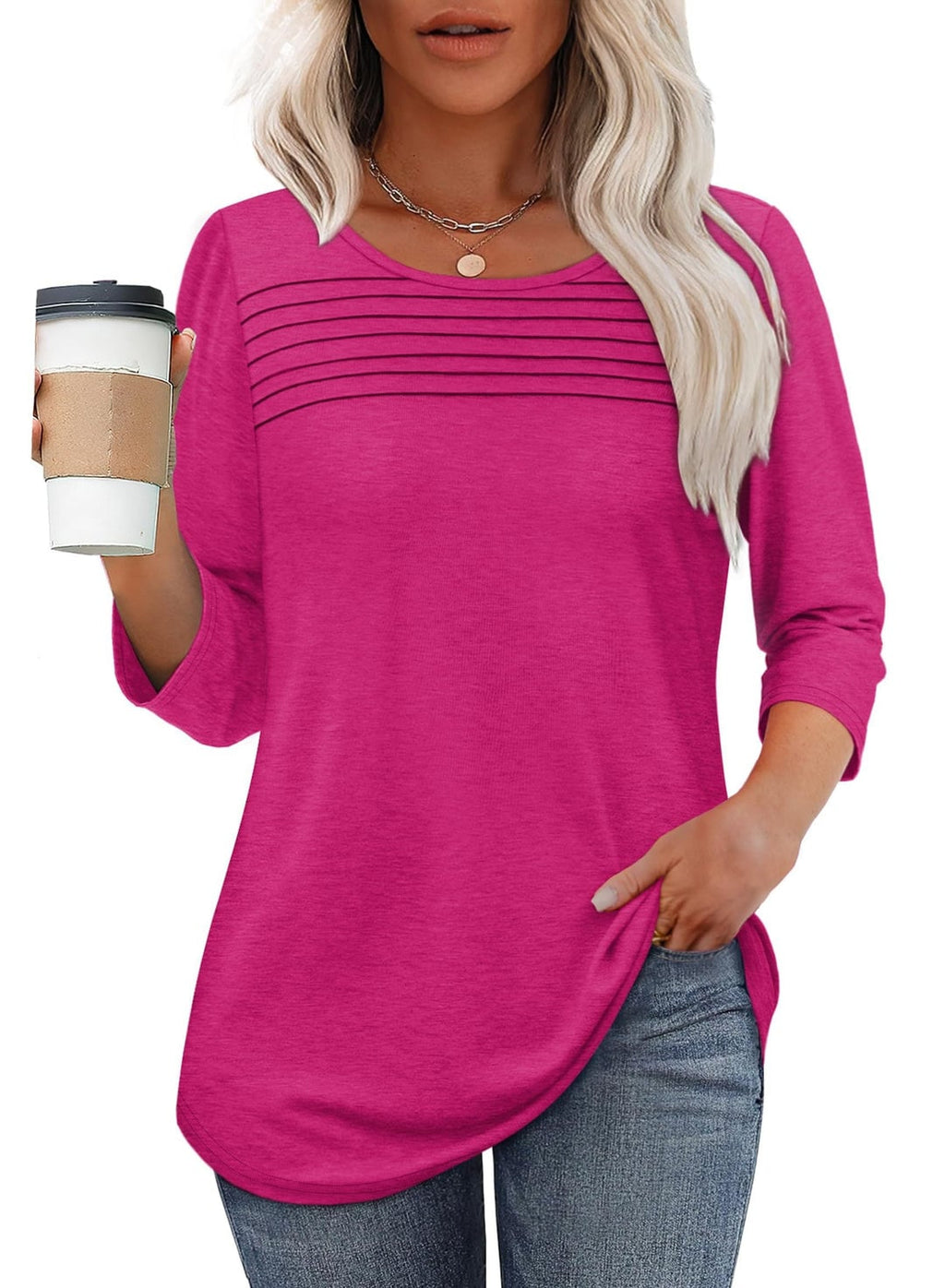 Beatrix Women's Top in Polyester with a V-neck and Pleats, photo 1