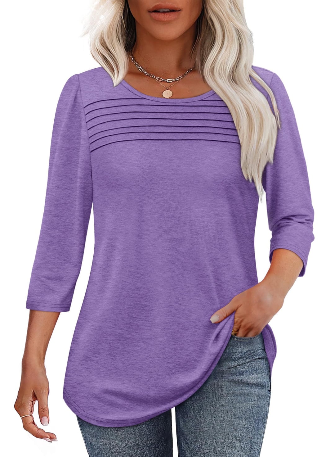 Beatrix Women's Top in Polyester with a V-neck and Pleats, photo 2