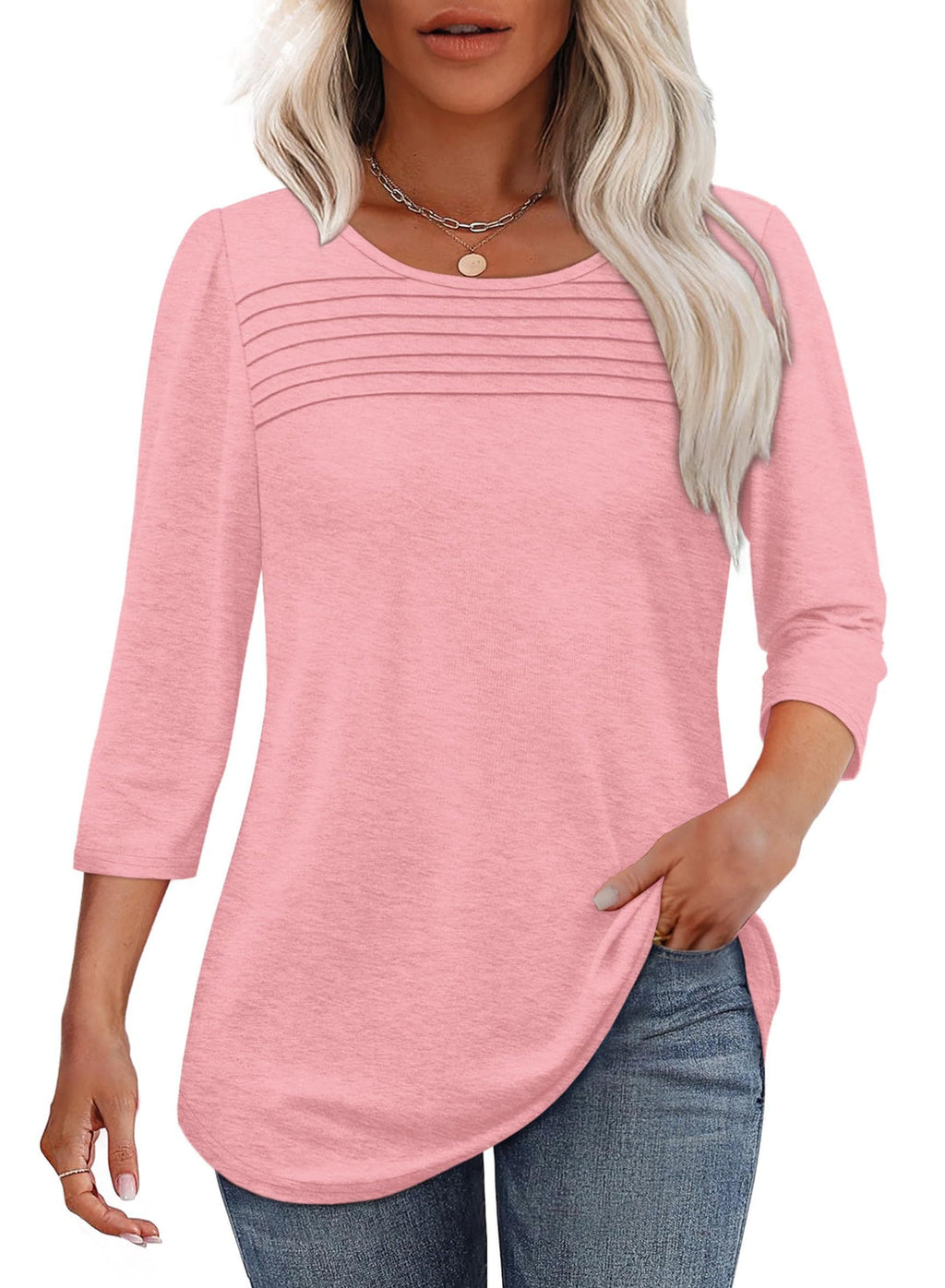 Beatrix Women's Top in Polyester with a V-neck and Pleats, photo 3