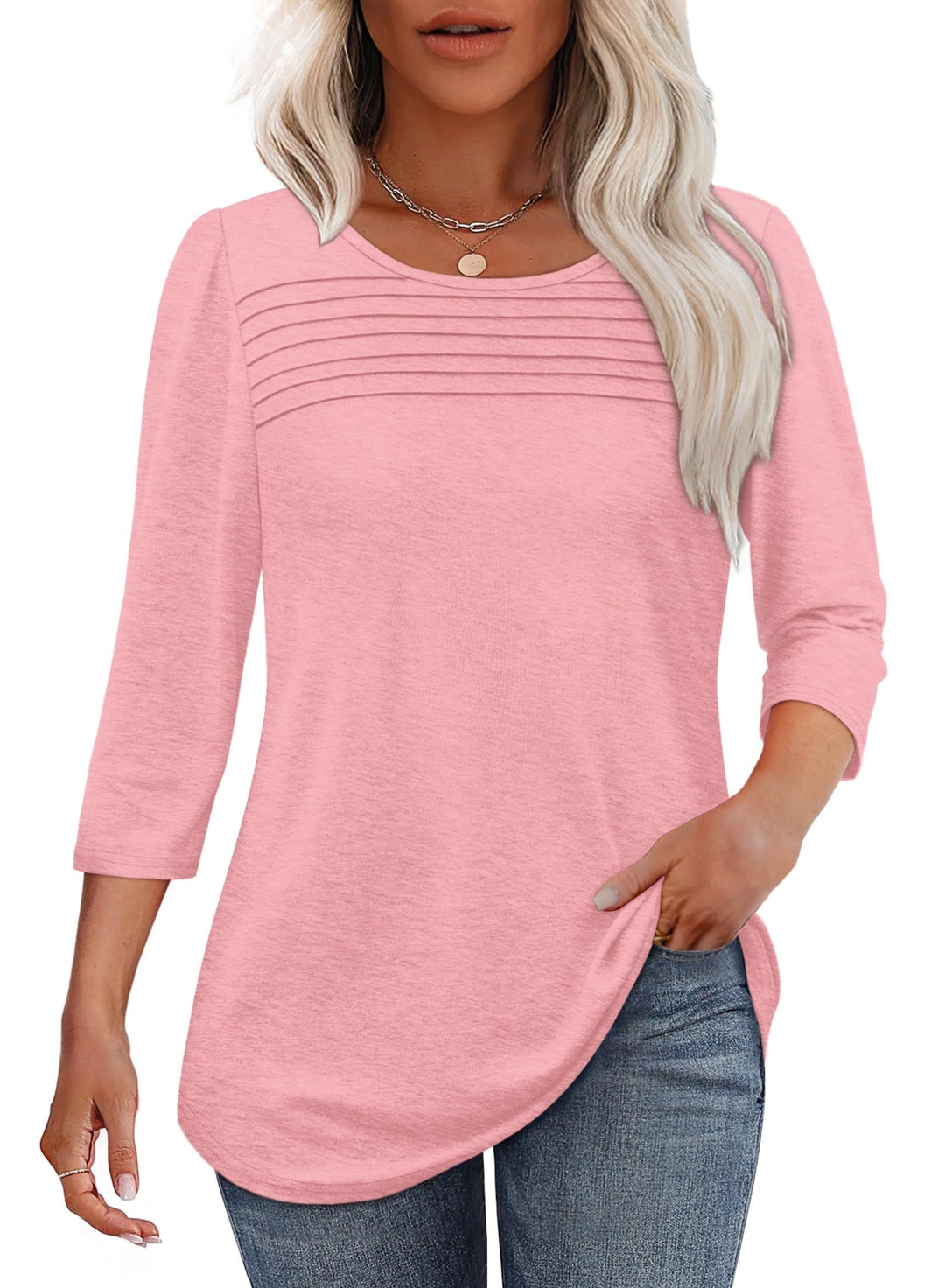 Beatrix Women's Top in Polyester with a V-neck and Pleats, photo 3