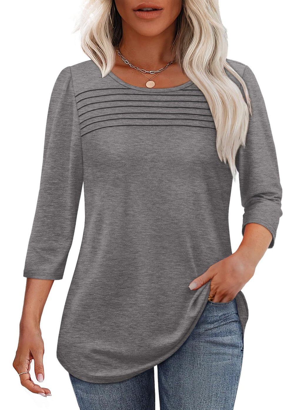 Beatrix Women's Top in Polyester with a V-neck and Pleats, photo 4