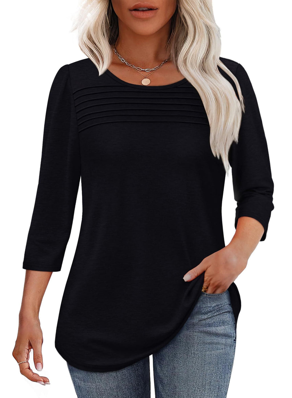 Beatrix Women's Top in Polyester with a V-neck and Pleats, photo 6