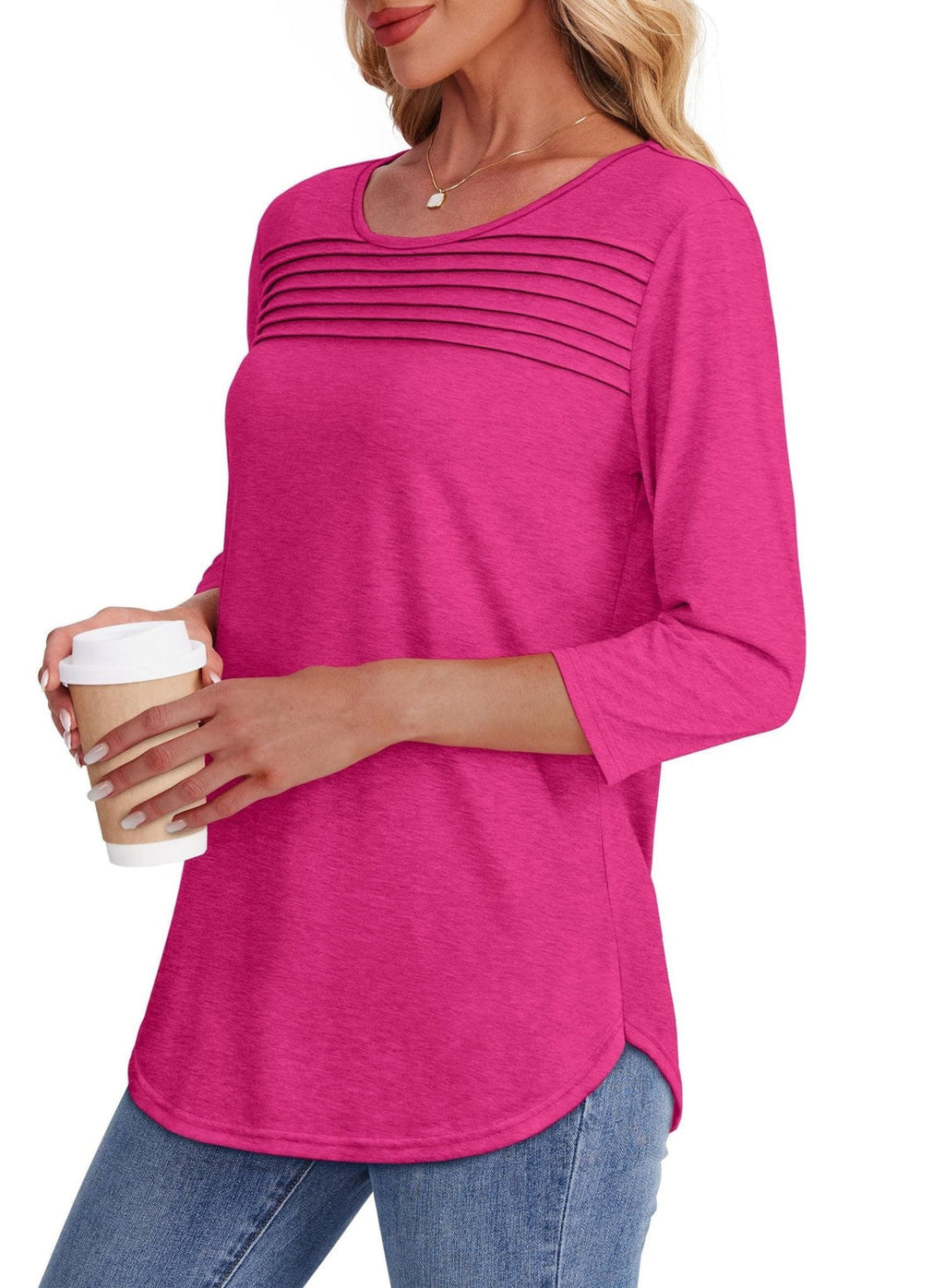 Beatrix Women's Top in Polyester with a V-neck and Pleats, photo 9