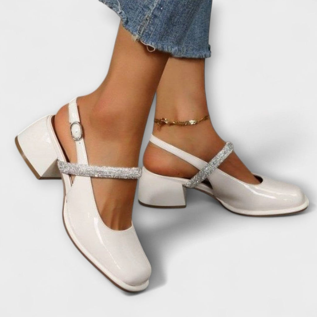 Bernadette Women's Sandals with a Block Heel in White, photo 2