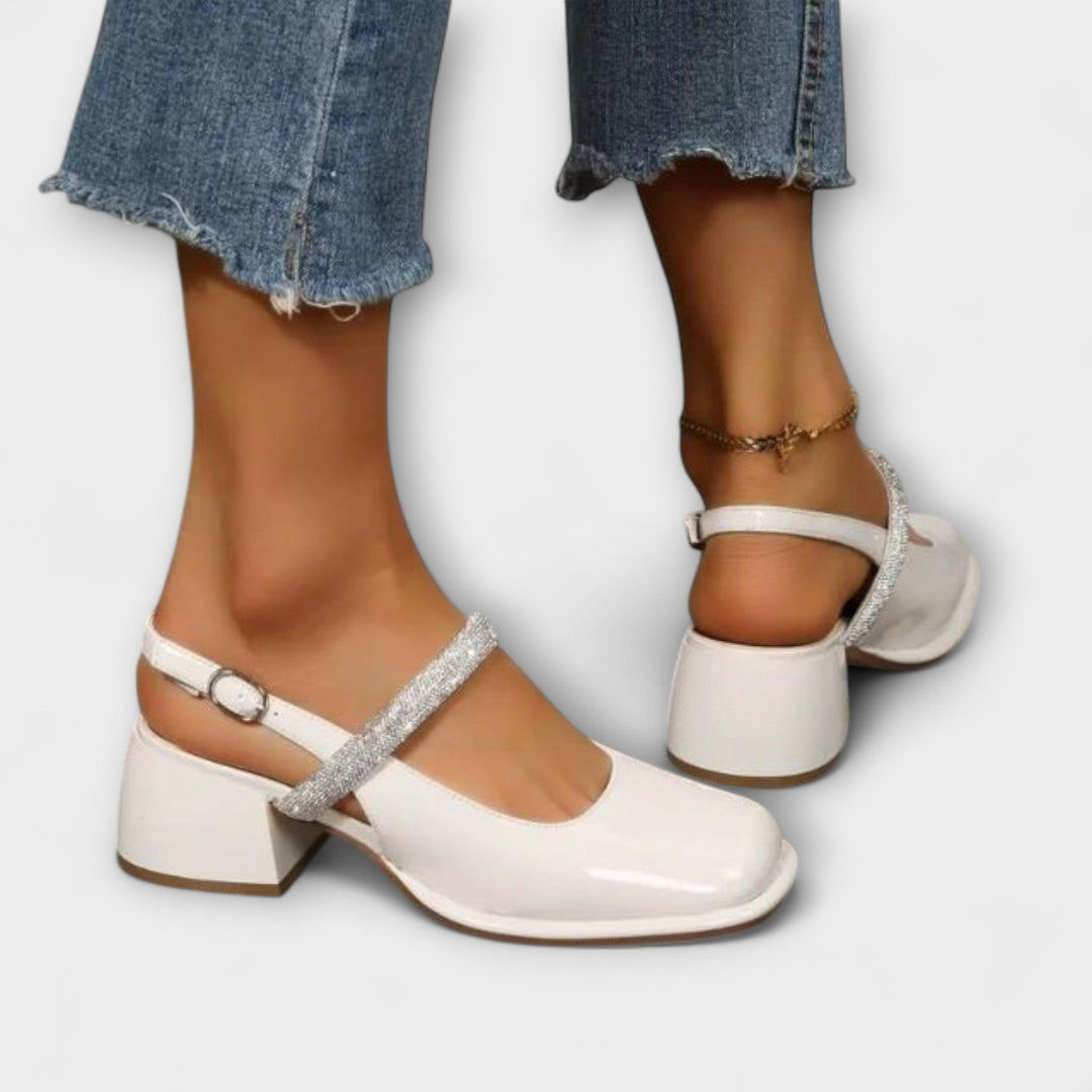 Bernadette Women's Sandals with a Block Heel in White, photo 4