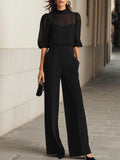 Black Three Piece Camisole and Wide Leg Pant Set
