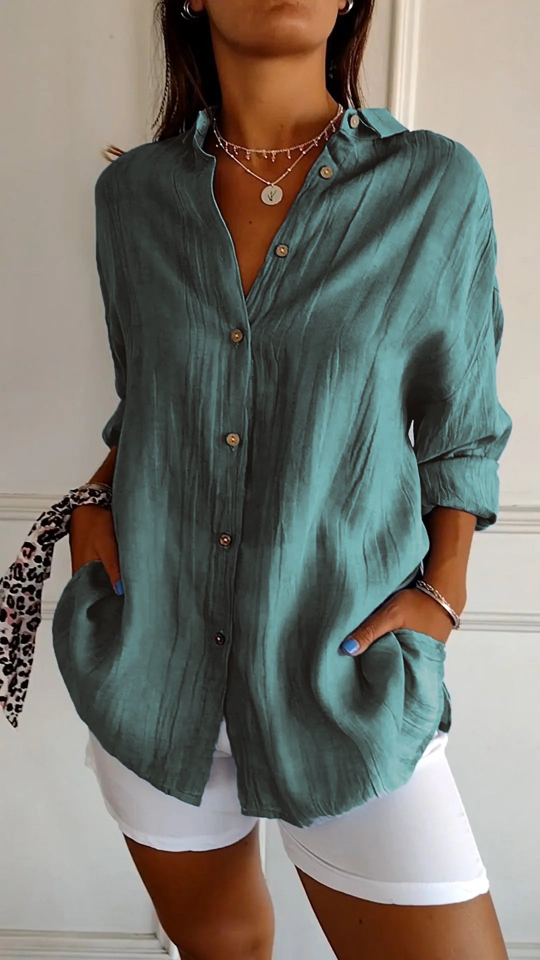 Carla Women's Shirt with Lapels and Pleats, photo 7