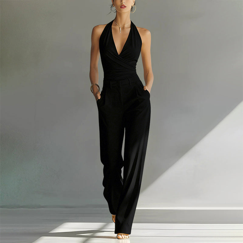Celia Women's Halter Neck Jumpsuit with Wide Legs, photo 3