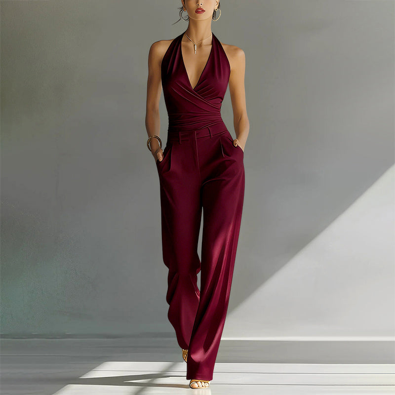 Celia Women's Halter Neck Jumpsuit with Wide Legs, photo 4