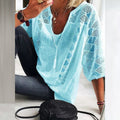 Cheryl Women's Blouse with a V-neck with Three-quarter Sleeves and Lace, photo 1