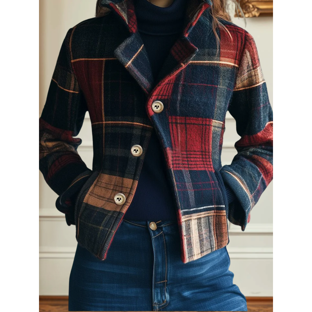 Daisy Women's Jacket with Buttons and a Check Pattern, photo 1