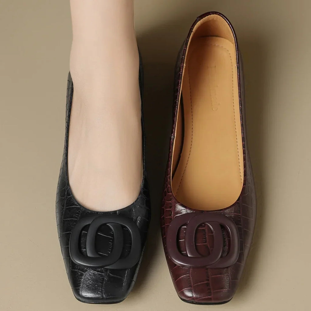 Davina Leather Low Heel Pumps with Buckle, photo 3
