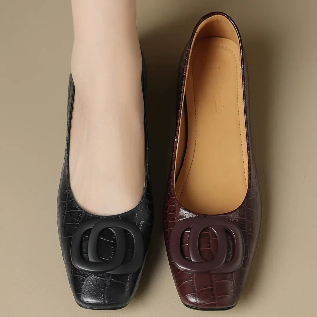 Davina Leather Low Heel Pumps with Buckle, photo 3