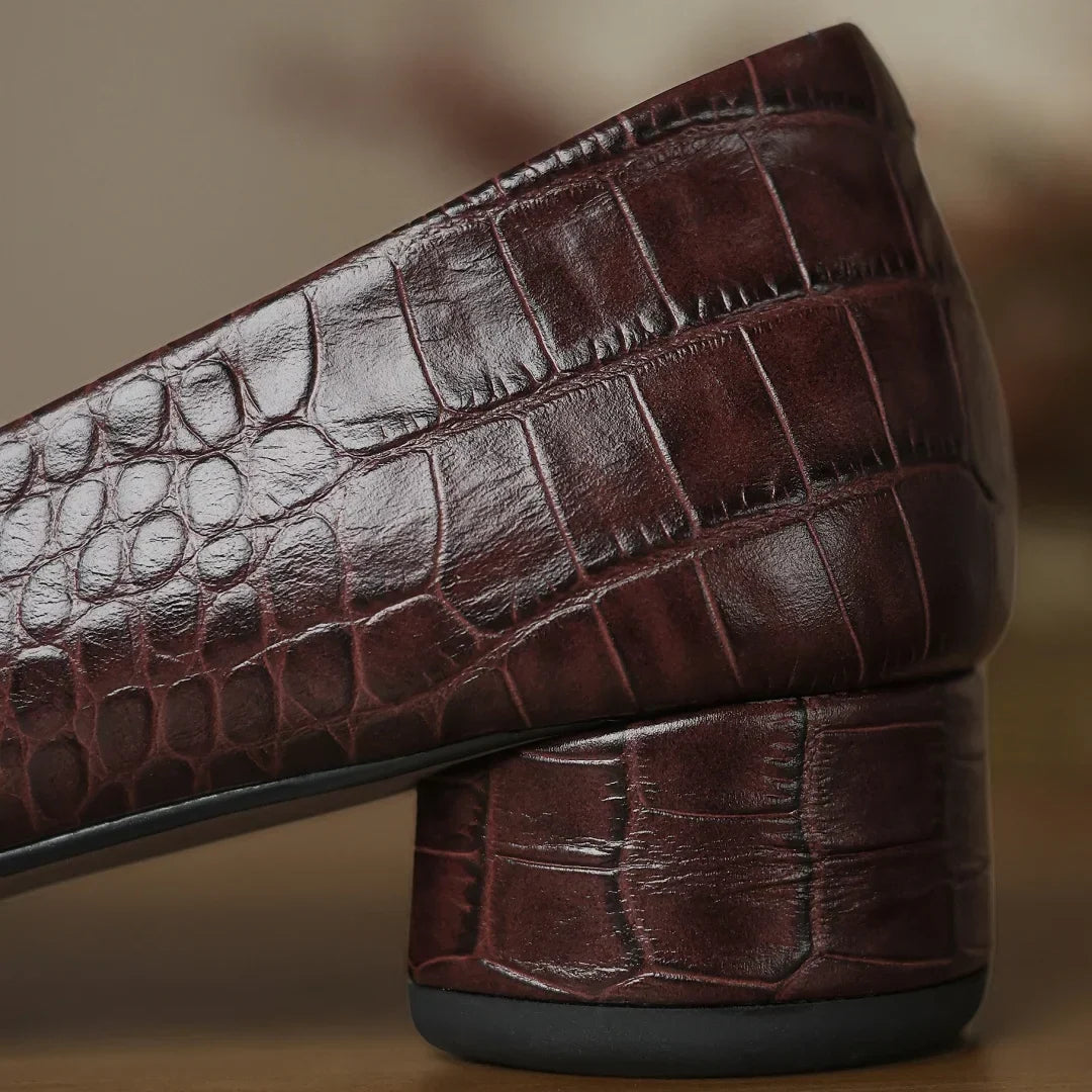 Davina Leather Low Heel Pumps with Buckle, photo 6