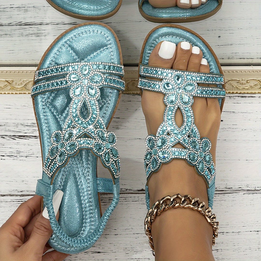 Delilah Women's Sandals with a Flat Sole in Sky Blue, photo 1