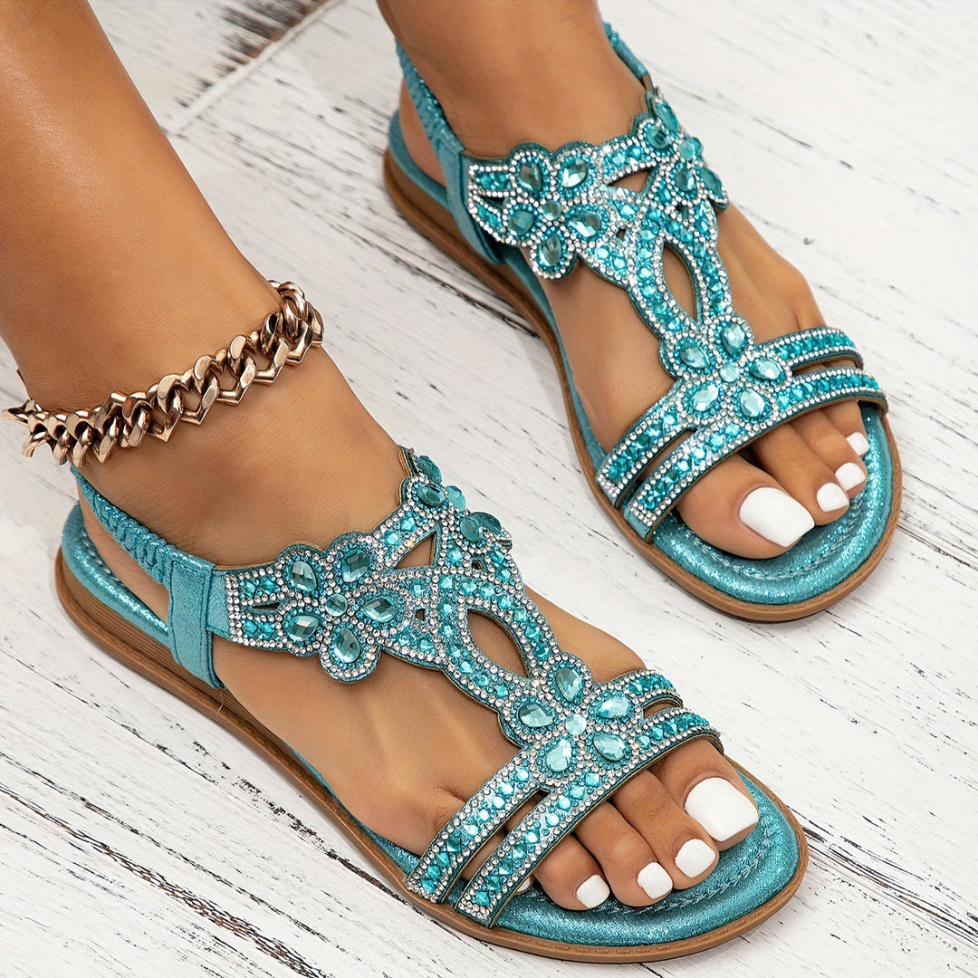 Delilah Women's Sandals with a Flat Sole in Sky Blue, photo 3